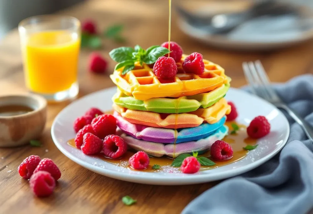 recette gaufre arc en ciel framboise basilic