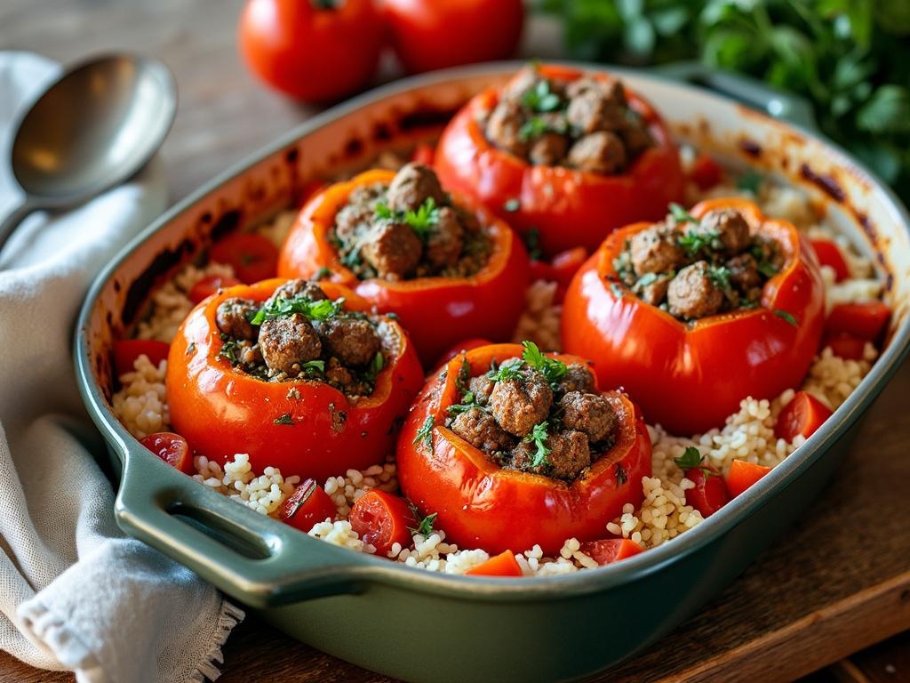 tomates farcies et riz au four