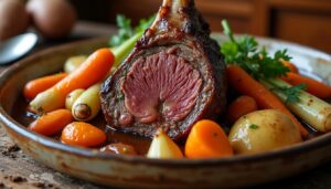 découvrez notre recette de jarret de bœuf braisé fondant accompagné de légumes de saison, un plat savoureux et réconfortant parfait pour toute occasion.