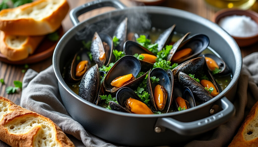 découvrez la recette traditionnelle et facile des moules marinières façon grand-mère pour un plat savoureux et authentique, parfait pour toutes les occasions.