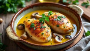 découvrez notre recette traditionnelle facile et rapide de poulet au vin jaune, un plat savoureux et authentique qui séduira vos papilles.