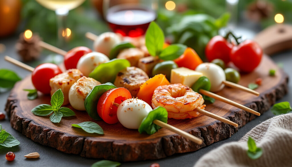 découvrez nos recettes faciles et gourmandes de brochettes apéro pour réussir vos fêtes avec des bouchées savoureuses et originales.