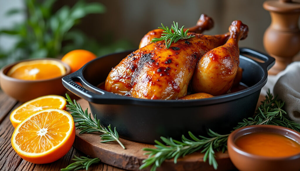 découvrez une recette simple et rapide de canard à l'orange en cocotte, idéale pour un repas savoureux et parfumé à partager en famille ou entre amis.