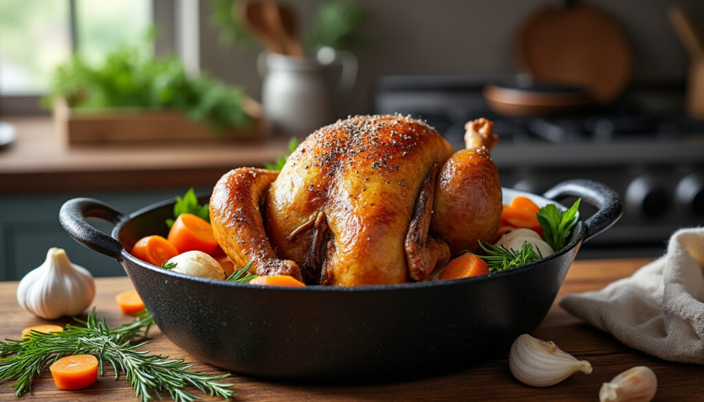 découvrez le guide complet pour réussir la cuisson d'une pintade de 1,5 kg en cocotte, avec des conseils précis pour un plat savoureux et tendre.