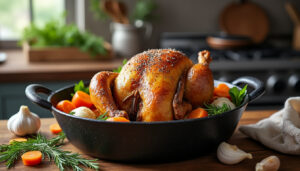 découvrez le guide complet pour réussir la cuisson d'une pintade de 1,5 kg en cocotte, avec des conseils précis pour un plat savoureux et tendre.